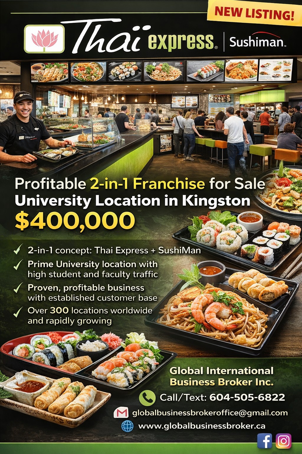 2-IN-1 franchise Opportunity (Thai Express + Sushiman) in Kingston